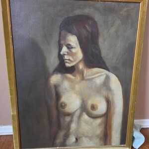 Framed Portrait Painting with Gold Frame